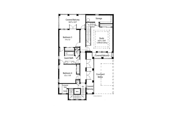 Floor Plan - Upper Floor for Country House Plan #938-6 - 4 bed, 3.5 bath