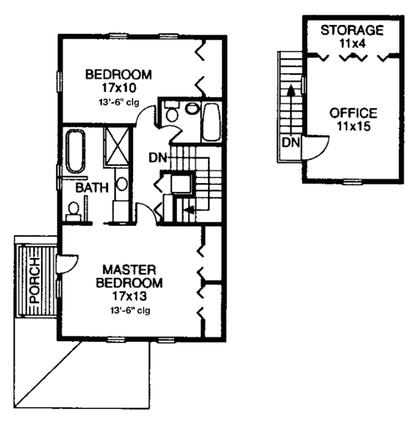 House Design - Country Floor Plan - Upper Floor Plan #960-1