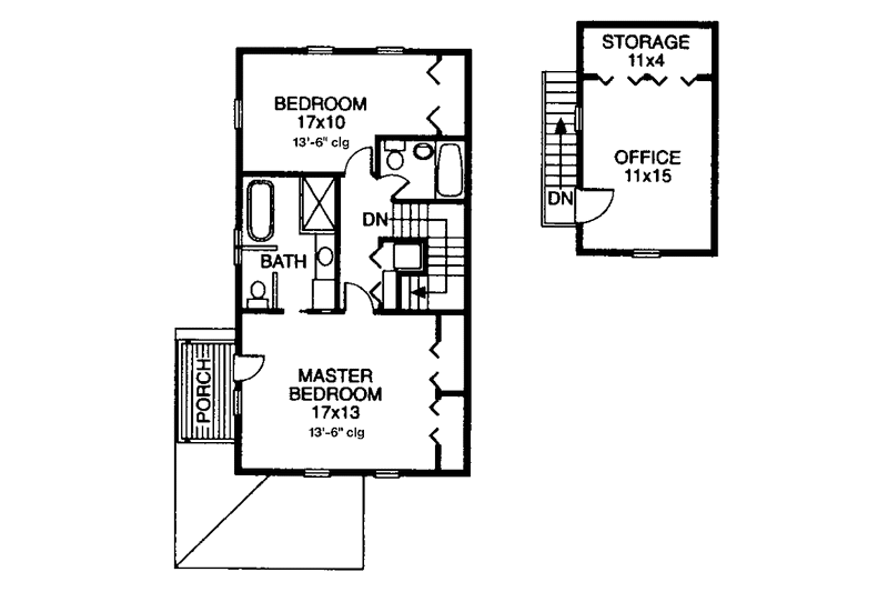 Dream House Plan - Floor Plan - Upper Floor for Country House Plan #960-1 - 3 bed, 2 bath