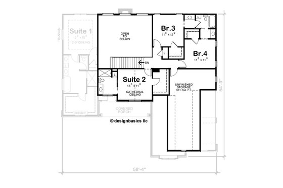 Floor Plan - Upper Floor for Modern House Plan #20-2493 - 4 bed, 3.5 bath