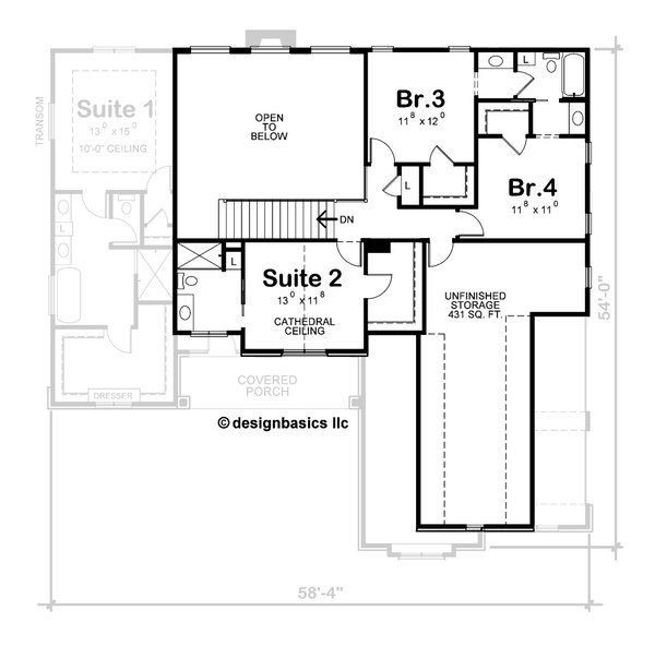 Modern Floor Plan - Upper Floor Plan #20-2493