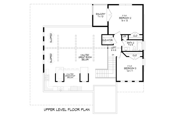 Floor Plan - Upper Floor for Southern House Plan #932-827 - 3 bed, 2 bath