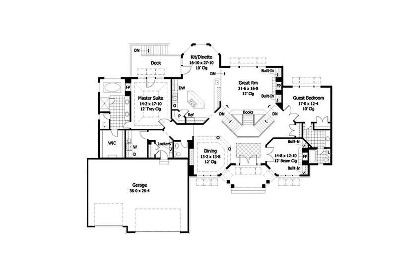 Dream House Plan - Floor Plan - Main Floor for European House Plan #51-1094 - 2 bed, 2.5 bath