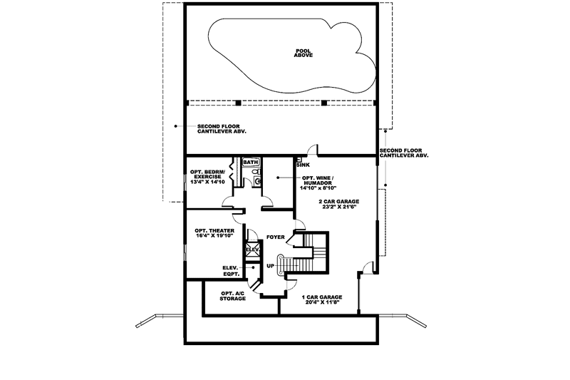 Home Plan - Floor Plan - Lower Floor for Southern House Plan #1017-57 - 3 bed, 4.5 bath