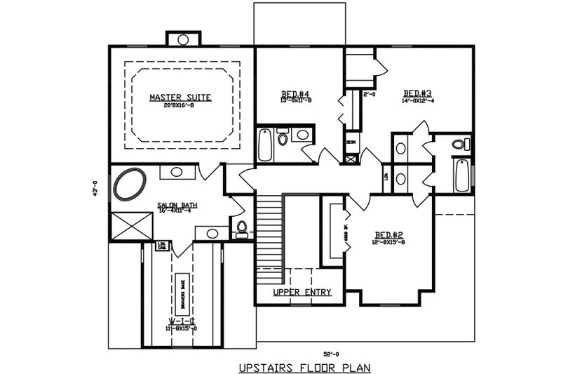 Dream House Plan - Floor Plan - Upper Floor for Mediterranean House Plan #405-342 - 5 bed, 4.5 bath
