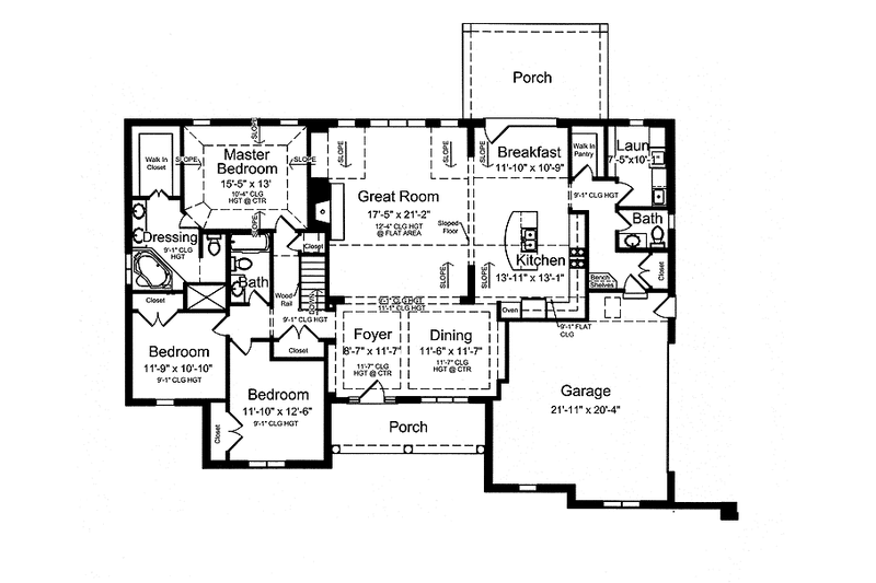 Dream House Plan - Floor Plan - Main Floor for Country House Plan #46-829 - 3 bed, 2.5 bath