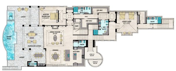 Mediterranean Floor Plan - Main Floor Plan #548-63