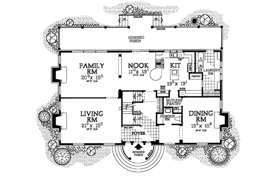 Floor Plan - Main Floor for Classical House Plan #72-979 - 3 bed, 2.5 bath