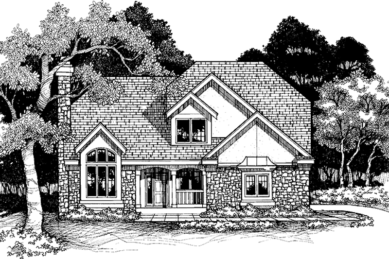 Home Plan - Exterior - Front Elevation 3 for European House Plan #320-518 - 3 bed, 3 bath