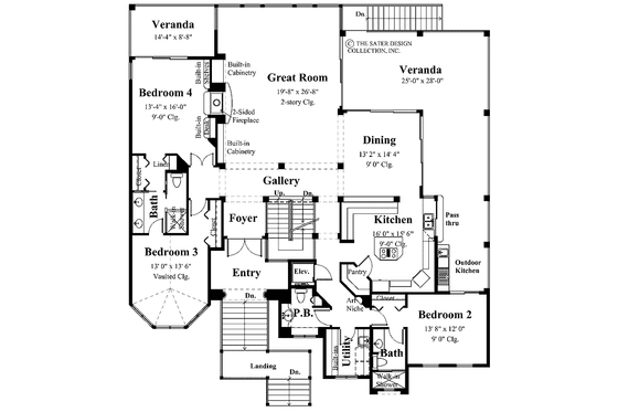Floor Plan - Main Floor for Mediterranean House Plan #930-131 - 5 bed, 4.5 bath