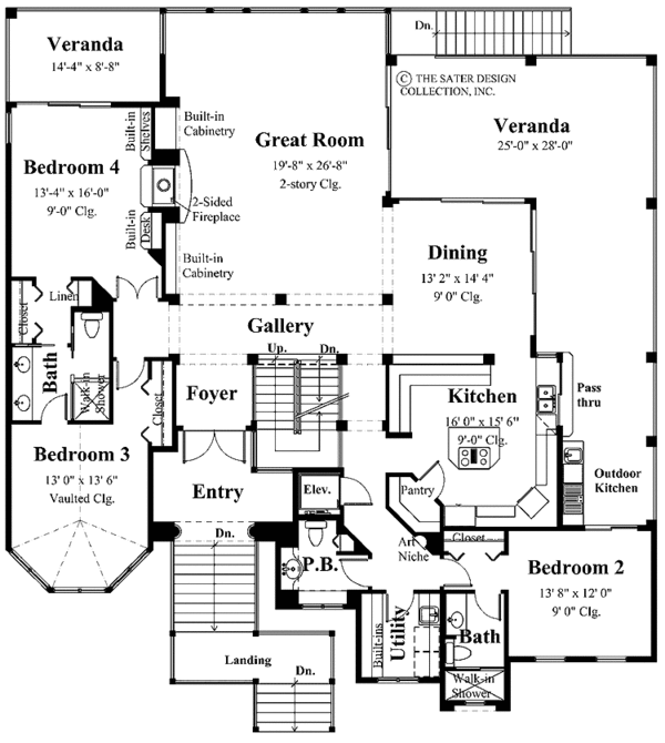 Architectural House Design - Mediterranean Floor Plan - Main Floor Plan #930-131
