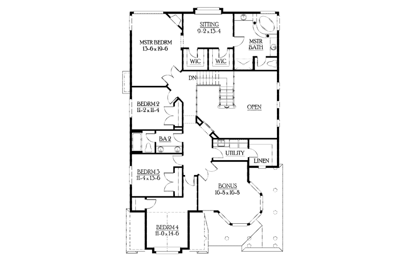 Home Plan - Floor Plan - Upper Floor for Craftsman House Plan #132-430 - 4 bed, 2.5 bath