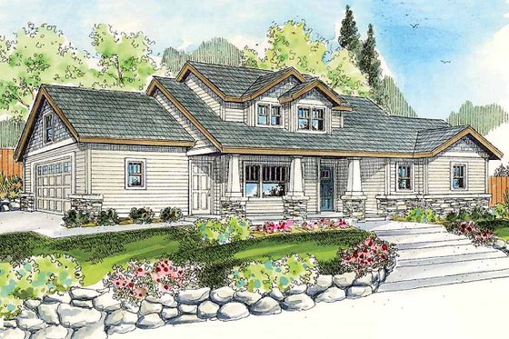 Exterior - Front Elevation 3 for Craftsman House Plan #124-772 - 3 bed, 2.5 bath