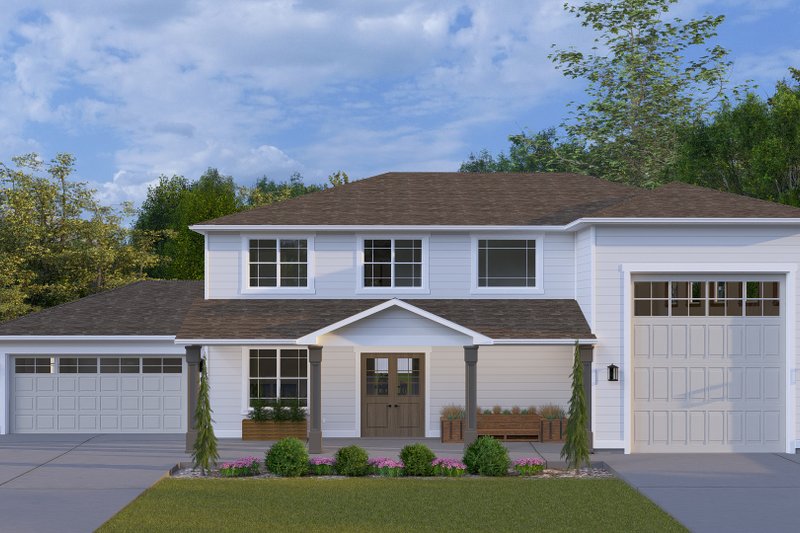 House Blueprint - Farmhouse Exterior - Front Elevation Plan #1060-416