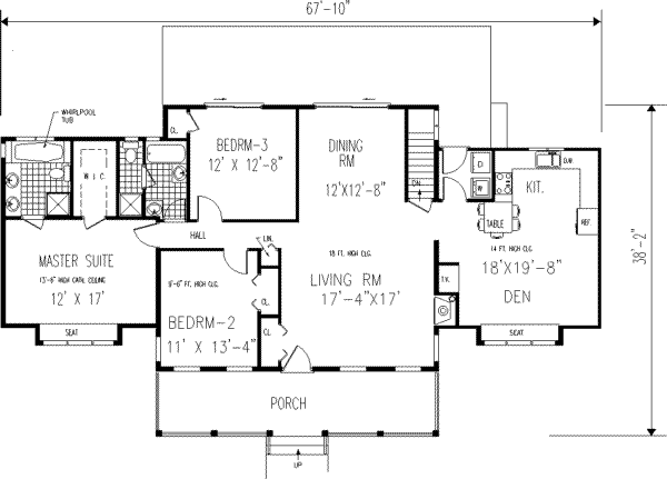 Architectural House Design - Southern Floor Plan - Main Floor Plan #3-145
