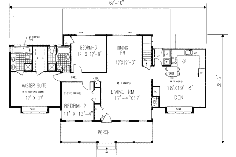 Dream House Plan - Floor Plan - Main Floor for Ranch House Plan #3-145 - 3 bed, 2 bath