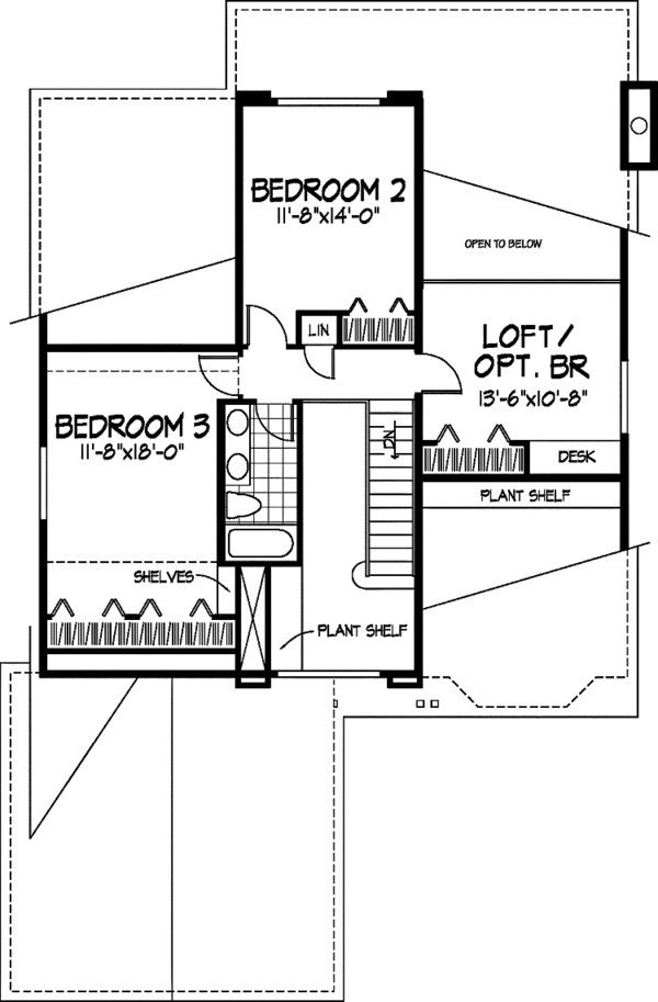 Architectural House Design - Traditional Floor Plan - Upper Floor Plan #320-538