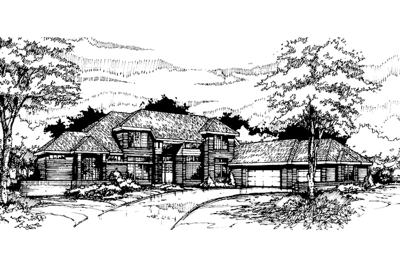 Home Plan - Exterior - Front Elevation 3 for Mediterranean House Plan #320-739 - 4 bed, 4.5 bath