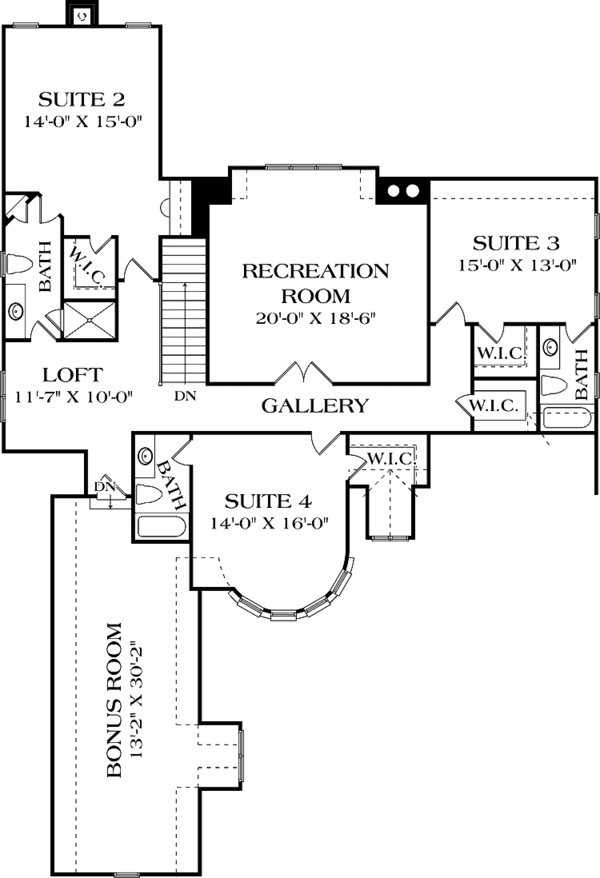 Home Plan - European Floor Plan - Upper Floor Plan #453-585