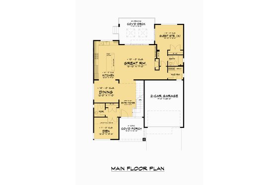 Floor Plan - Main Floor for Contemporary House Plan #1066-214 - 4 bed, 3.5 bath