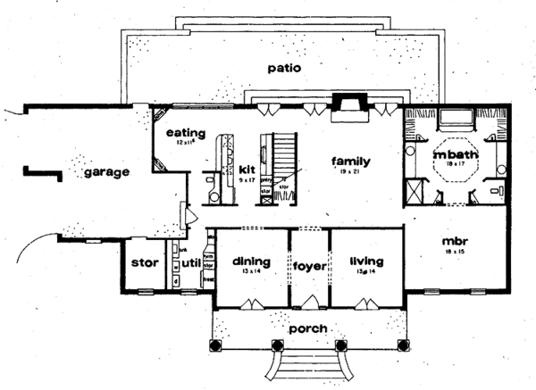 Architectural House Design - Country Floor Plan - Main Floor Plan #36-592