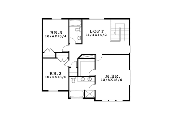 Floor Plan - Upper Floor for Craftsman House Plan #943-27 - 4 bed, 3 bath