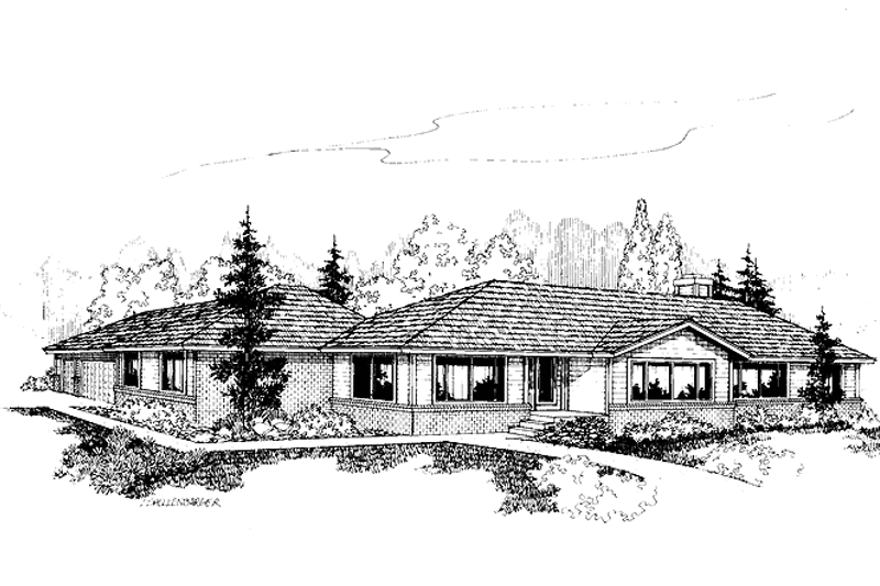 Architectural House Design - Ranch Exterior - Front Elevation Plan #60-804
