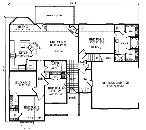 Architectural House Design - Farmhouse Floor Plan - Main Floor Plan #42-341