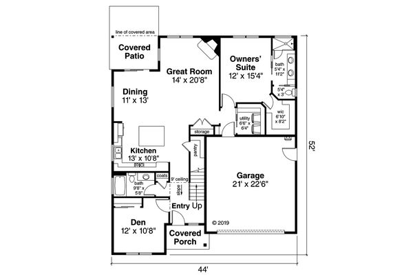 House Blueprint - Traditional Floor Plan - Main Floor Plan #124-1162