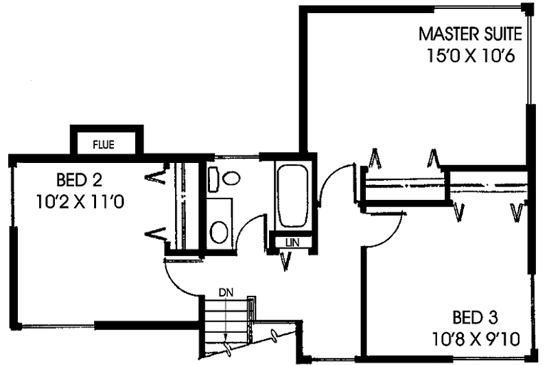 Home Plan - Floor Plan - Upper Floor for Contemporary House Plan #60-729 - 3 bed, 1.5 bath