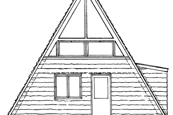 Exterior - Rear Elevation House Plan #72-544 - 1 bed, 1 bath