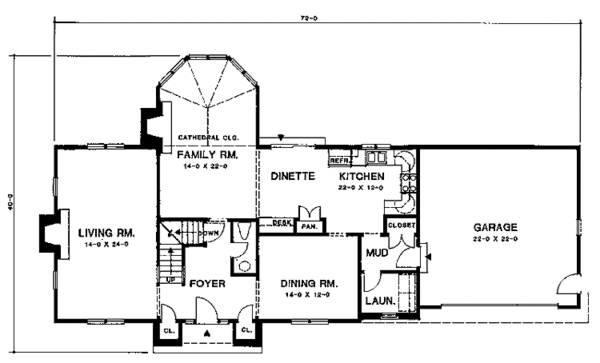 Architectural House Design - Colonial Floor Plan - Main Floor Plan #1001-145