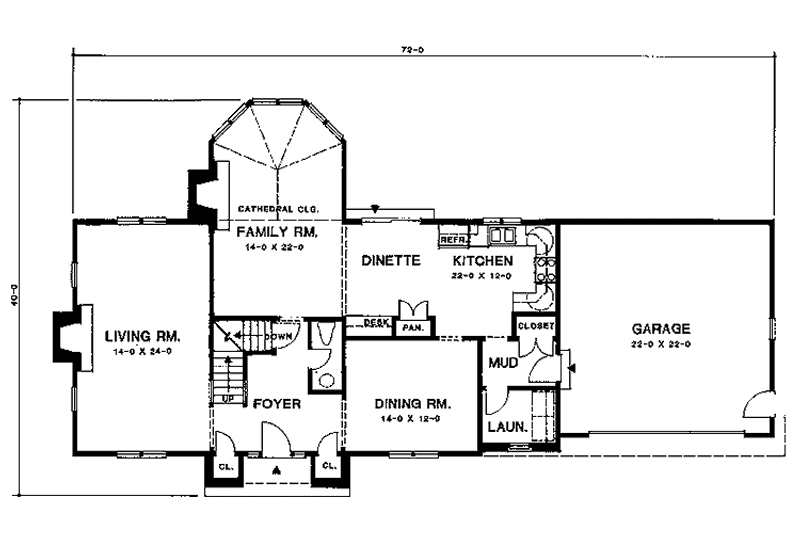 Dream House Plan - Floor Plan - Main Floor for Colonial House Plan #1001-145 - 4 bed, 2.5 bath