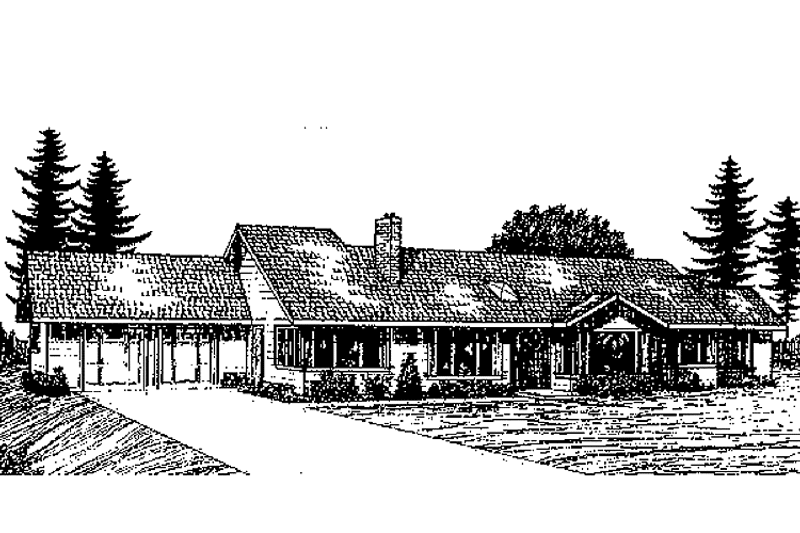 Home Plan - Exterior - Front Elevation 3 for Ranch House Plan #60-765 - 3 bed, 3 bath