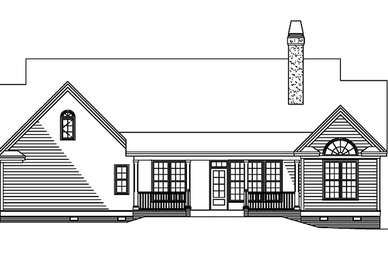 Exterior - Rear Elevation for Ranch House Plan #929-451 - 3 bed, 2 bath