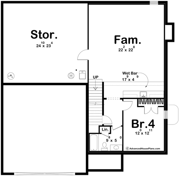 Farmhouse Floor Plan - Lower Floor Plan #455-407
