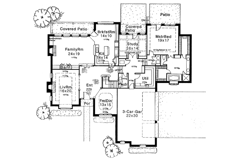 House Blueprint - Floor Plan - Main Floor for Country House Plan #310-1044 - 4 bed, 3.5 bath