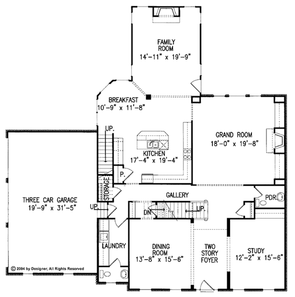 Architectural House Design - Classical Floor Plan - Main Floor Plan #54-228