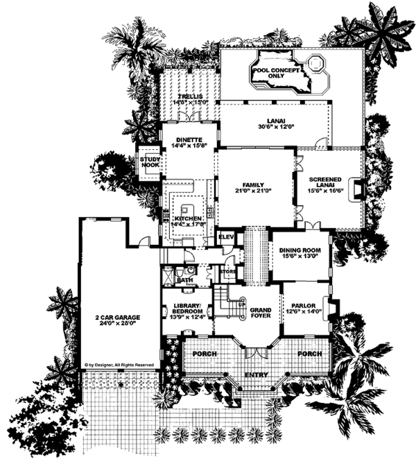Home Plan - Mediterranean Floor Plan - Main Floor Plan #1017-71