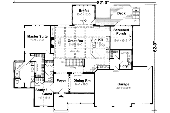 Floor Plan - Main Floor for Traditional House Plan #312-166 - 4 bed, 2.5 bath