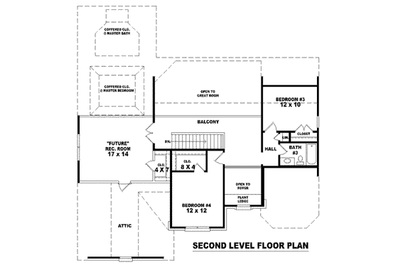 Floor Plan - Upper Floor for European House Plan #81-966 - 4 bed, 3 bath