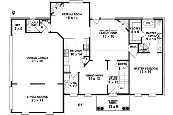 Floor Plan - Main Floor for European House Plan #81-727 - 4 bed, 3.5 bath