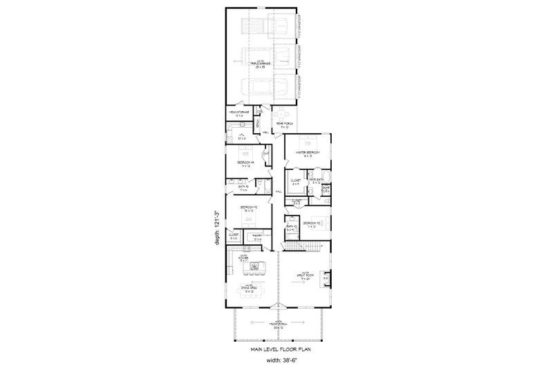 Architectural House Design - Floor Plan - Main Floor for Craftsman House Plan #932-546 - 4 bed, 3 bath