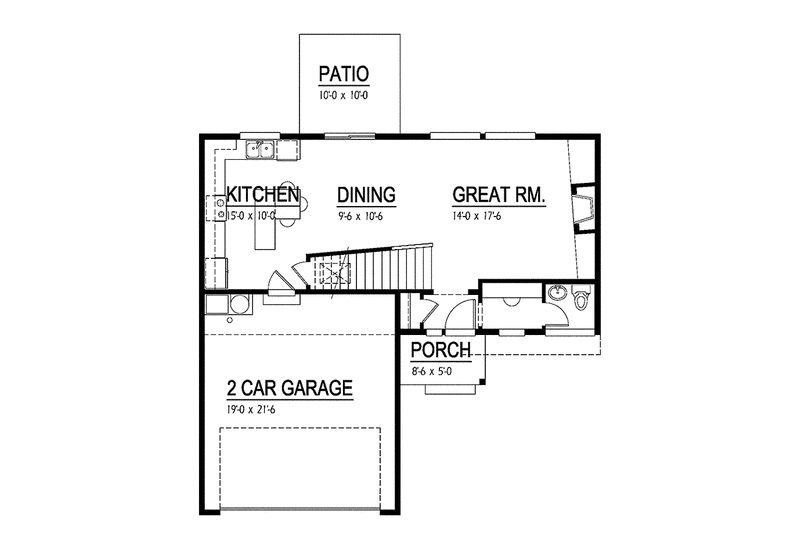 Home Plan - Floor Plan - Main Floor for Contemporary House Plan #569-11 - 3 bed, 2.5 bath