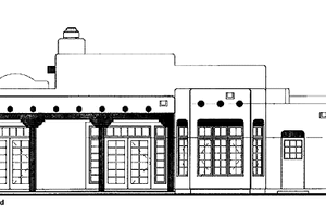 Exterior - Rear Elevation for Adobe / Southwestern House Plan #72-959 - 3 bed, 2.5 bath