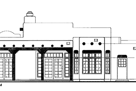 Exterior - Rear Elevation for Adobe / Southwestern House Plan #72-959 - 3 bed, 2.5 bath