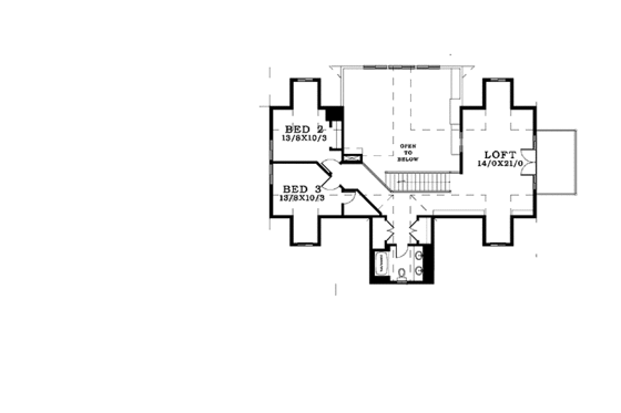 Floor Plan - Upper Floor for Craftsman House Plan #943-22 - 3 bed, 2.5 bath