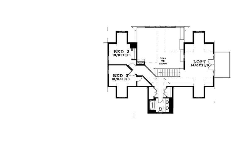 Dream House Plan - Floor Plan - Upper Floor for Craftsman House Plan #943-22 - 3 bed, 2.5 bath