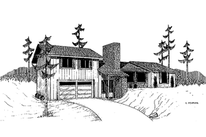 Exterior - Front Elevation 3 for Ranch House Plan #60-881 - 2 bed, 2 bath
