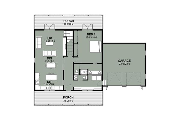 Architectural House Design - Farmhouse Floor Plan - Main Floor Plan #497-9